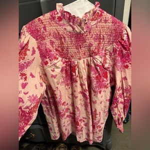 Gorgeous Toile Smocked Victoria Dunn Top NWT.